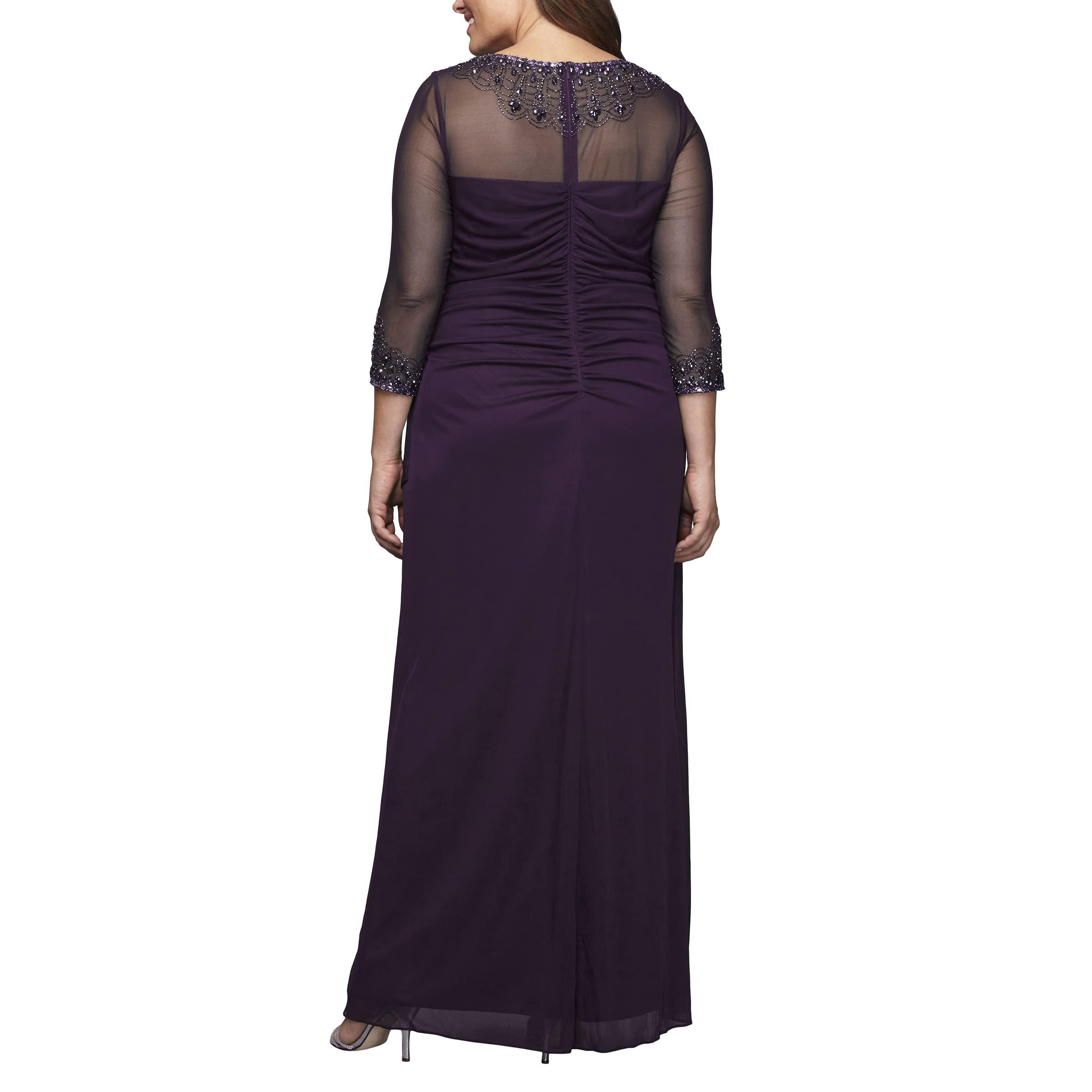 Alex Evenings Womens Plus Size Long Sleeve Sweetheart Neckline Dress