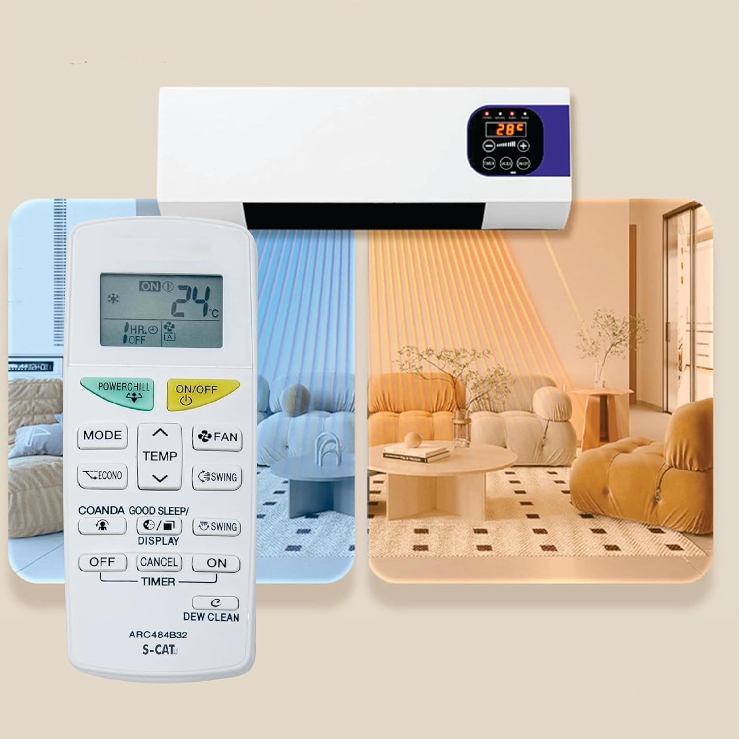 HICLE ARC484B32 AC Remote Control - Compatible with Daikin Air Conditioners, LCD Display, Multi-Function, No Setup Required (White) 3