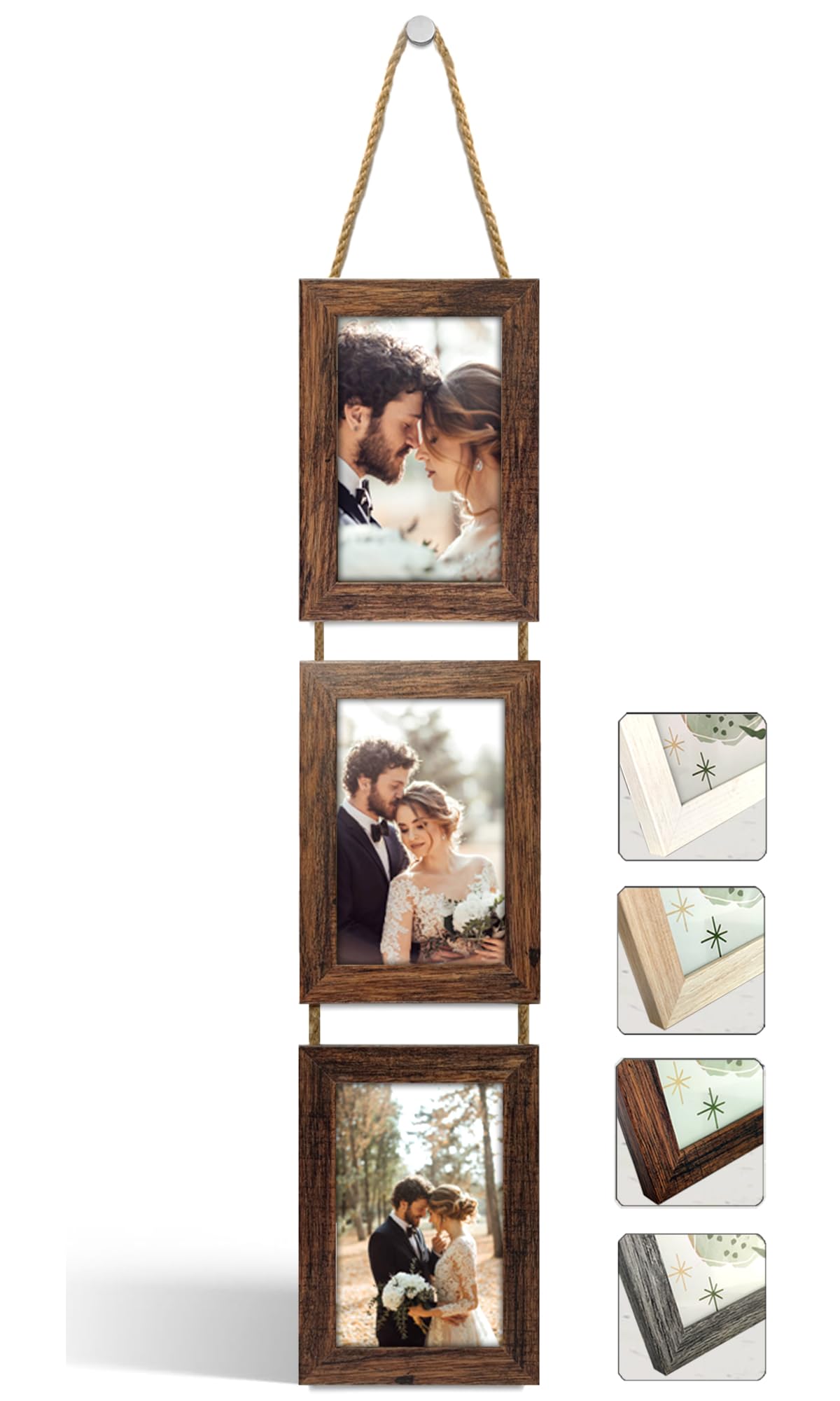 Set Cornici Foto Multiple da Parete con Corda Portafoto Multiplo Decorativo con - Foto 16 di 27