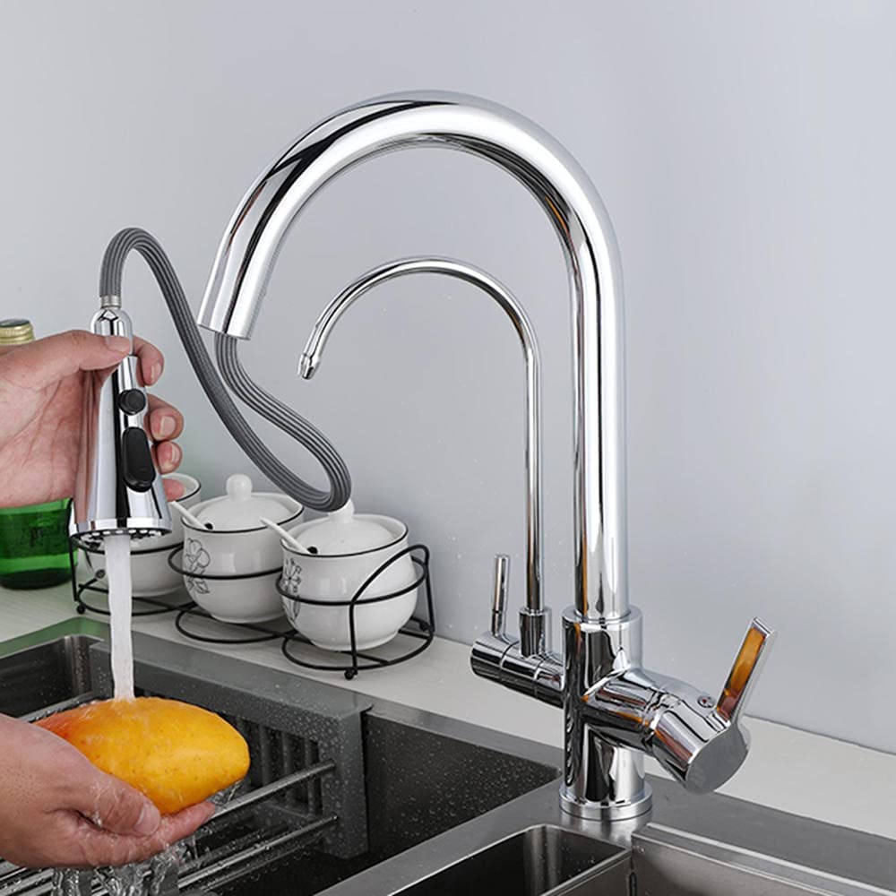 Buy 3 Way Filter Taps Pull Out Kitchen Tap Chrome Kitchen Taps Filter Dual Lever Drinking Water