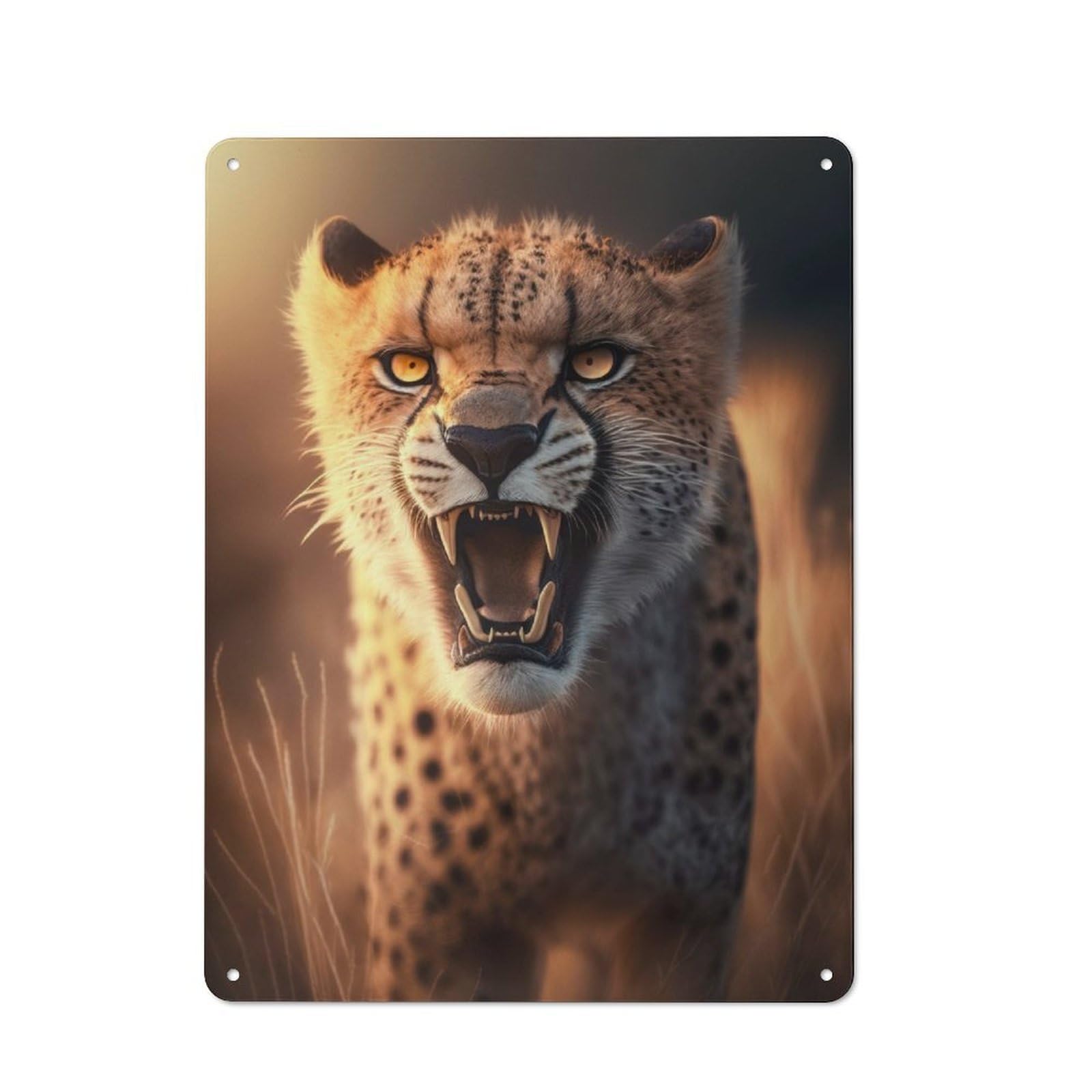 Junmoney Angry Cheetah Metal Gift Sign 40X30cm, Vintage Home Wall Decor For Home, Shop, Pub Or Studio Wall