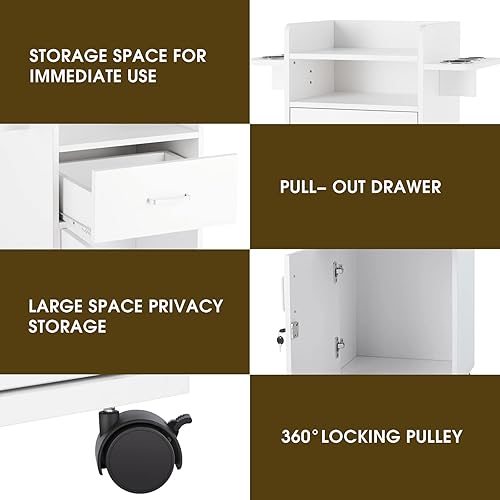 Miniatura 3 de Artist hand Equipo de salón para estilista carrito de salón con ruedas carrito de belleza para estilista con 6 soportes para herramientas gabinetes