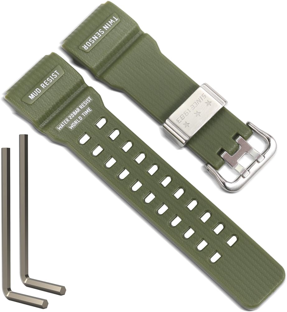 GG-1000 Natural Resin Strap Compatible with Casio Men's G-Shock Master of G MUDMASTER GG-1000-1A3JF GWG-100 Watch Band Replacement Wirstband
