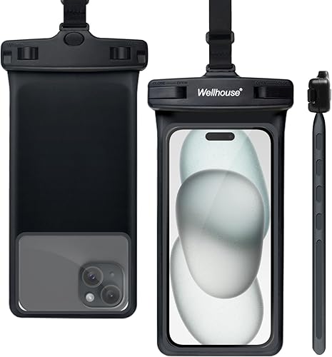 Miniatura 61 de wellhouse Funda impermeable para teléfono, funda impermeable para iPhone 16 15 14 13 12 Pro Max XS Samsung, IPX8 3D bolsa seca para teléfono celular