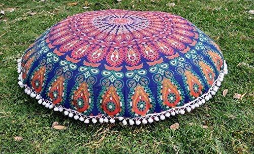 Indian Craft Castle Icc 32 Inch Floor Pillows & Cushions Decorative Hippie Mandala Pouf Pillow Seating Meditation Cushion Bohemian Throw Cover Large Case Pillowcase For Couch Round #TOP2
