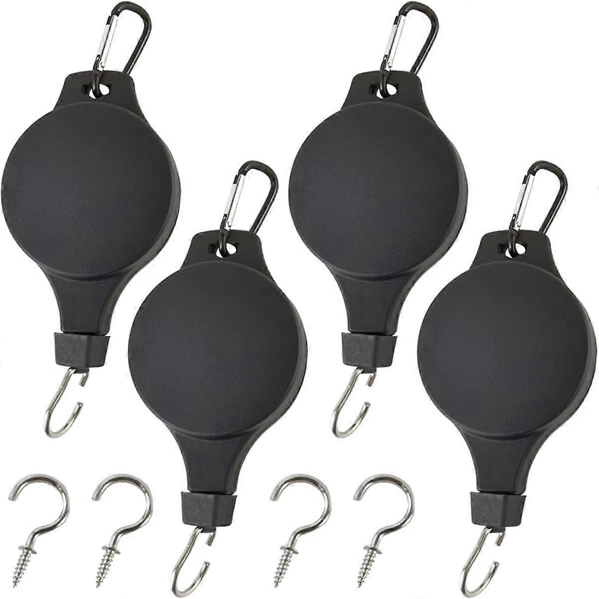 JOYHAPPST 4PCS Plant Pulleys Plant Hook Pulley with 4PCS Ceiling Hooks for Hanging Plants Retractable Plant H