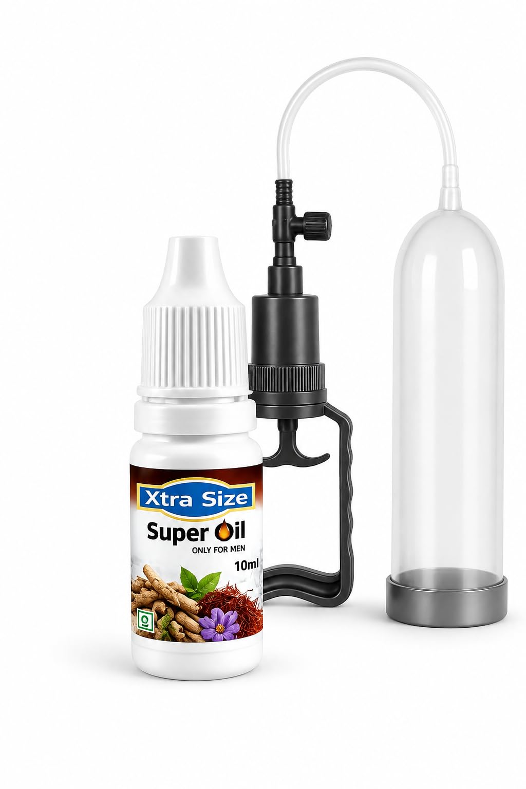Vacuum Organ Exercise Pump for Men, Grey and Clear, Manual Hand Pump with Cylinder-image-5