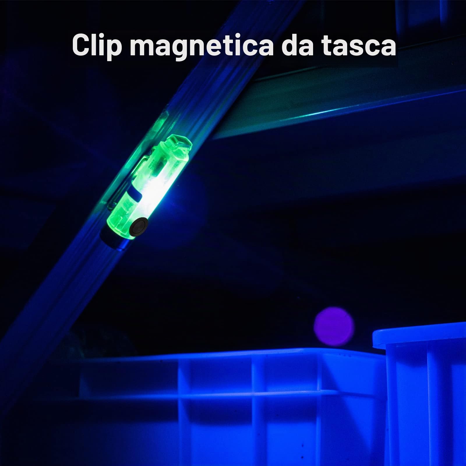 RovyVon A5 G4 Portachiavi Torcia EDC fosforescente,650 lumen, ad alta luminosità, ricaricabile USB C, con luce laterale bianca multifunzionale per uso quotidiano e all'aperto