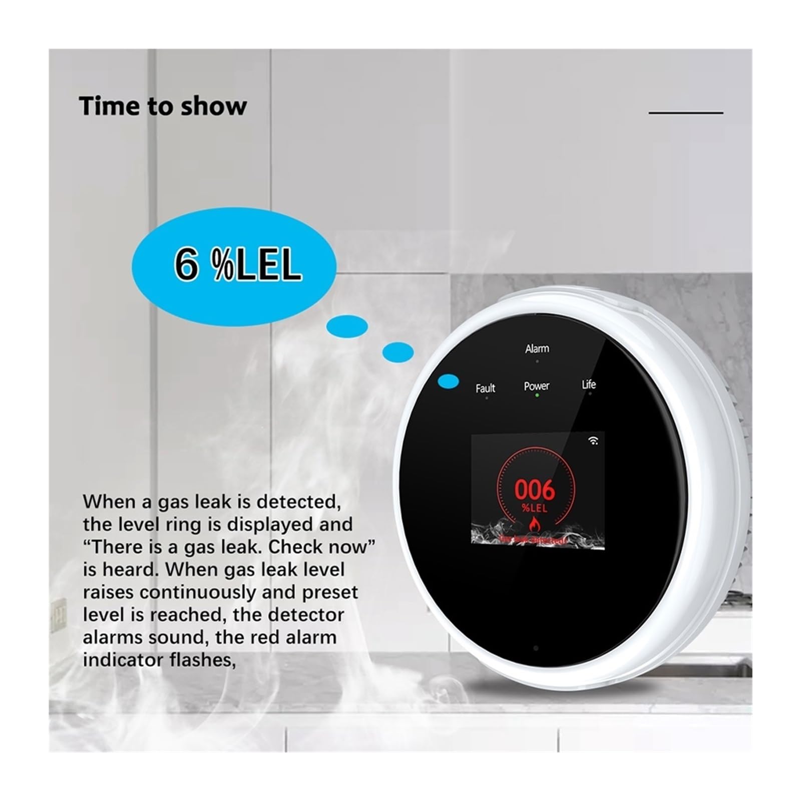 System alarmowy w domu, Inteligentny Alarm Gaz LPG Wyciek Temperatura Pożaru Ciepło 70DB Detektor Czujnik Ustawienie Sceny Ze Sterownikiem Zaworu(2 PCS)