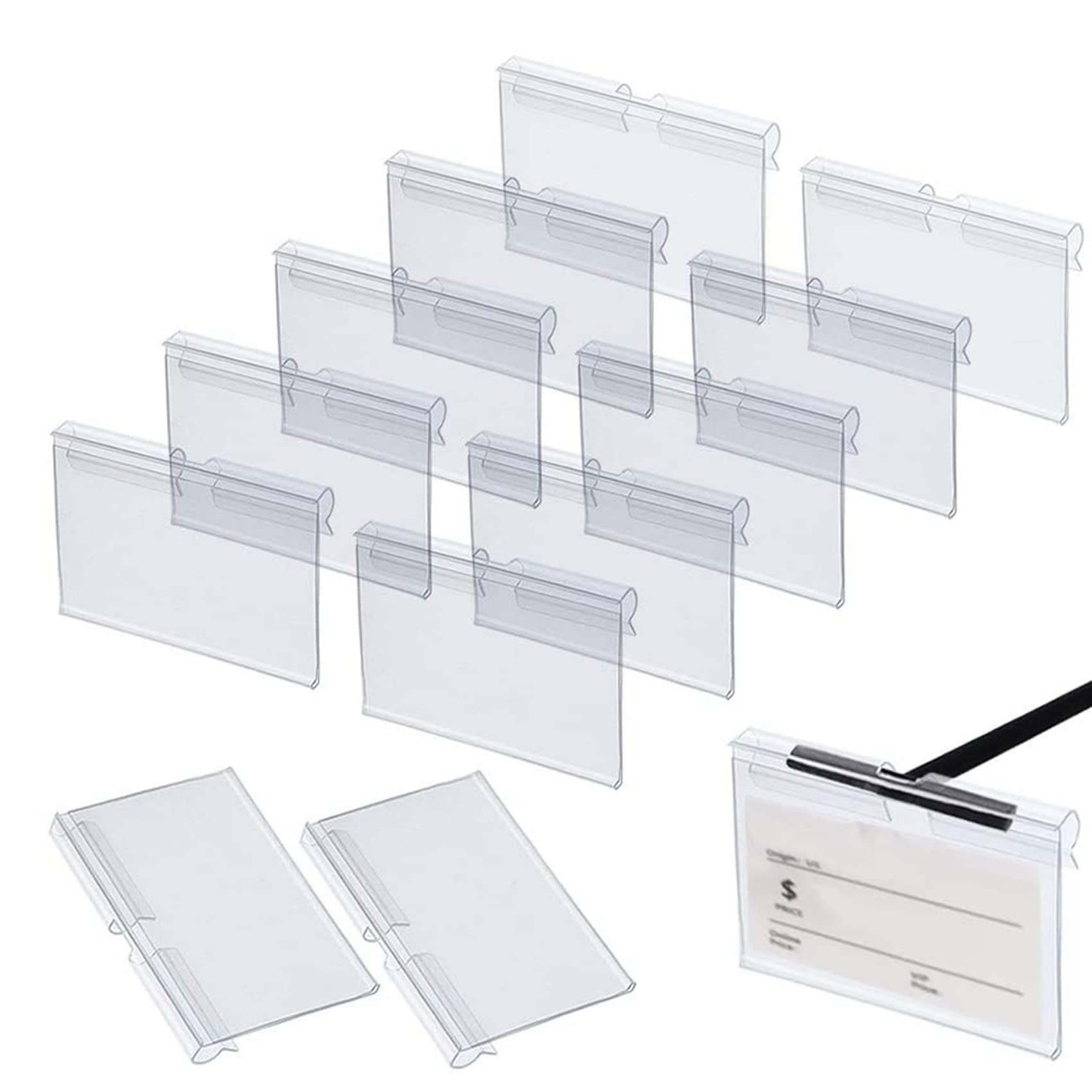Lot De 50 Supports D'Étiquettes Plastique Transparent 6 Cm X 4 Cm Pour Étagère Métallique - Porte-Étiquettes Prix