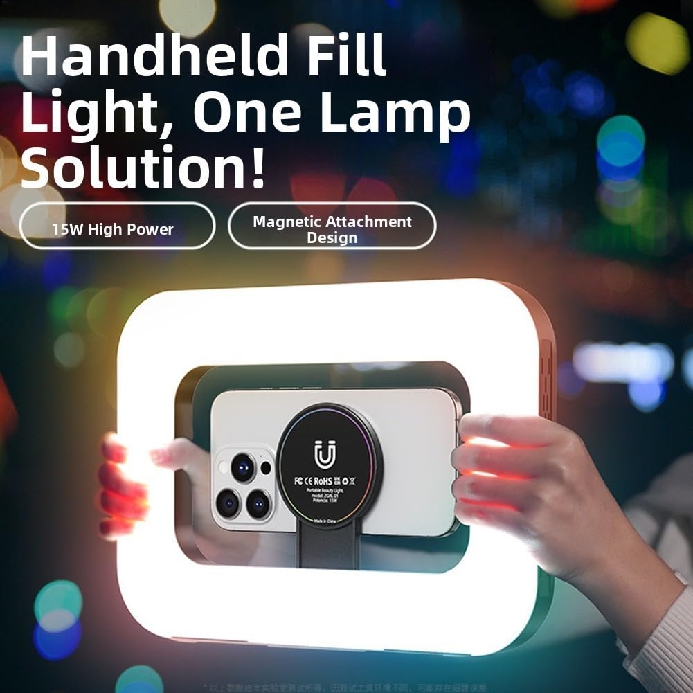 Design compatto materiale portatile dell'ABS della luce dell'anello del LED (con treppiede) | Batteria integrata da 3600 mAh, ricaricabile tramite USB, senza fili, molteplici usi, risparmio di tempo