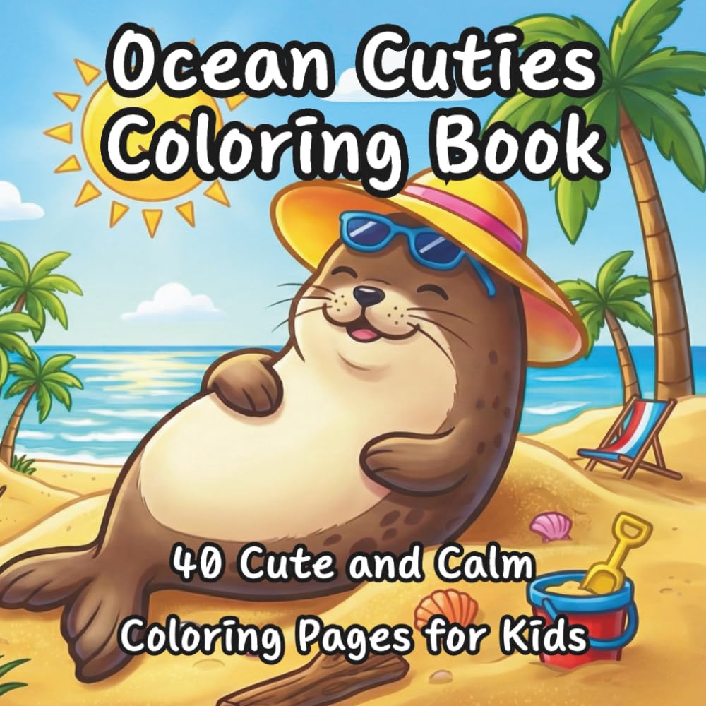 Ocean Cuties Coloring Book: 40 Cute and Calm Coloring Pages for Kids (Easy Relax Coloring)