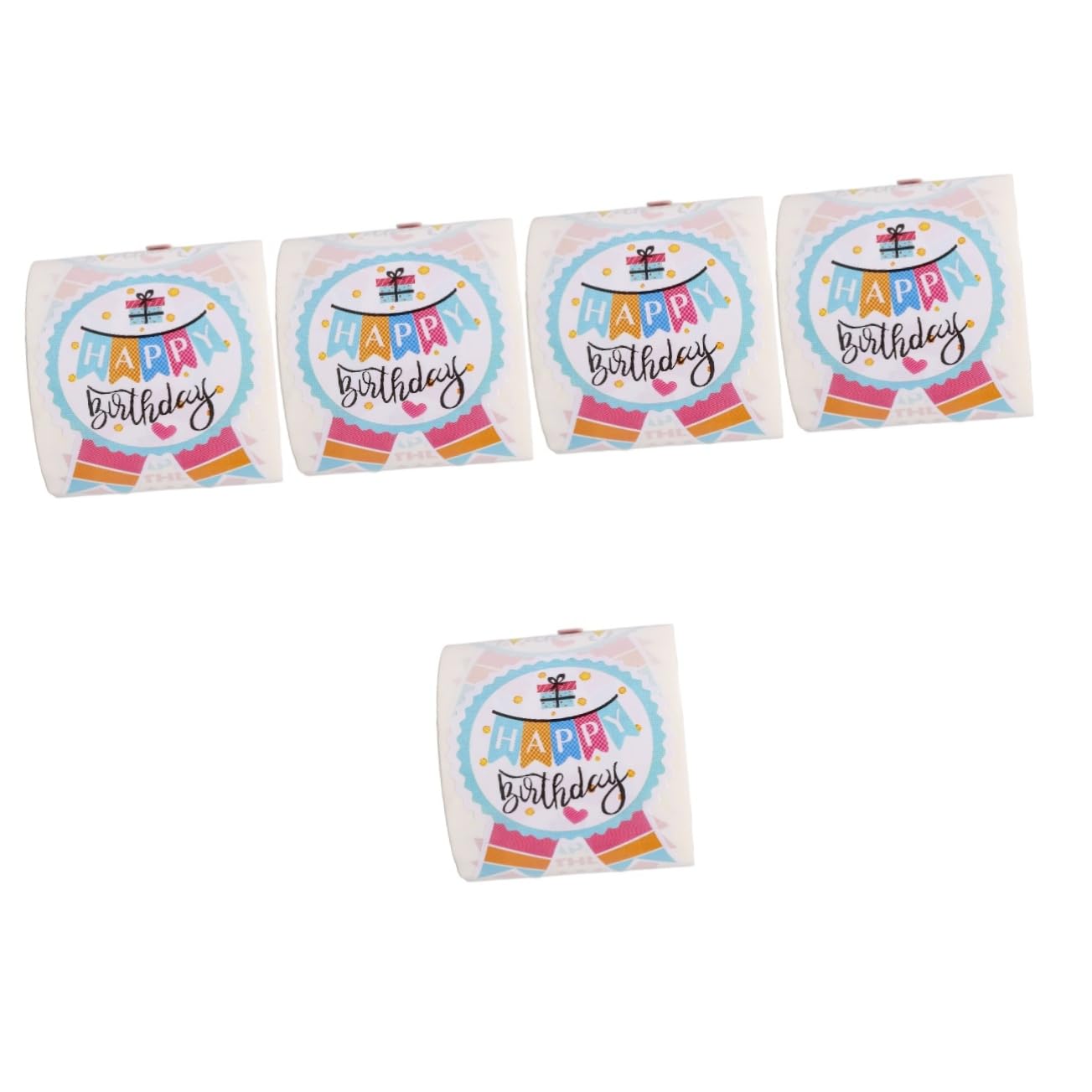NUOBESTY 5rotoli Adesivi Per Compleanno Autoaderenti Etichette Decorative Compleanno Per Buste e Ringraziamenti Design Per Festeggiamenti