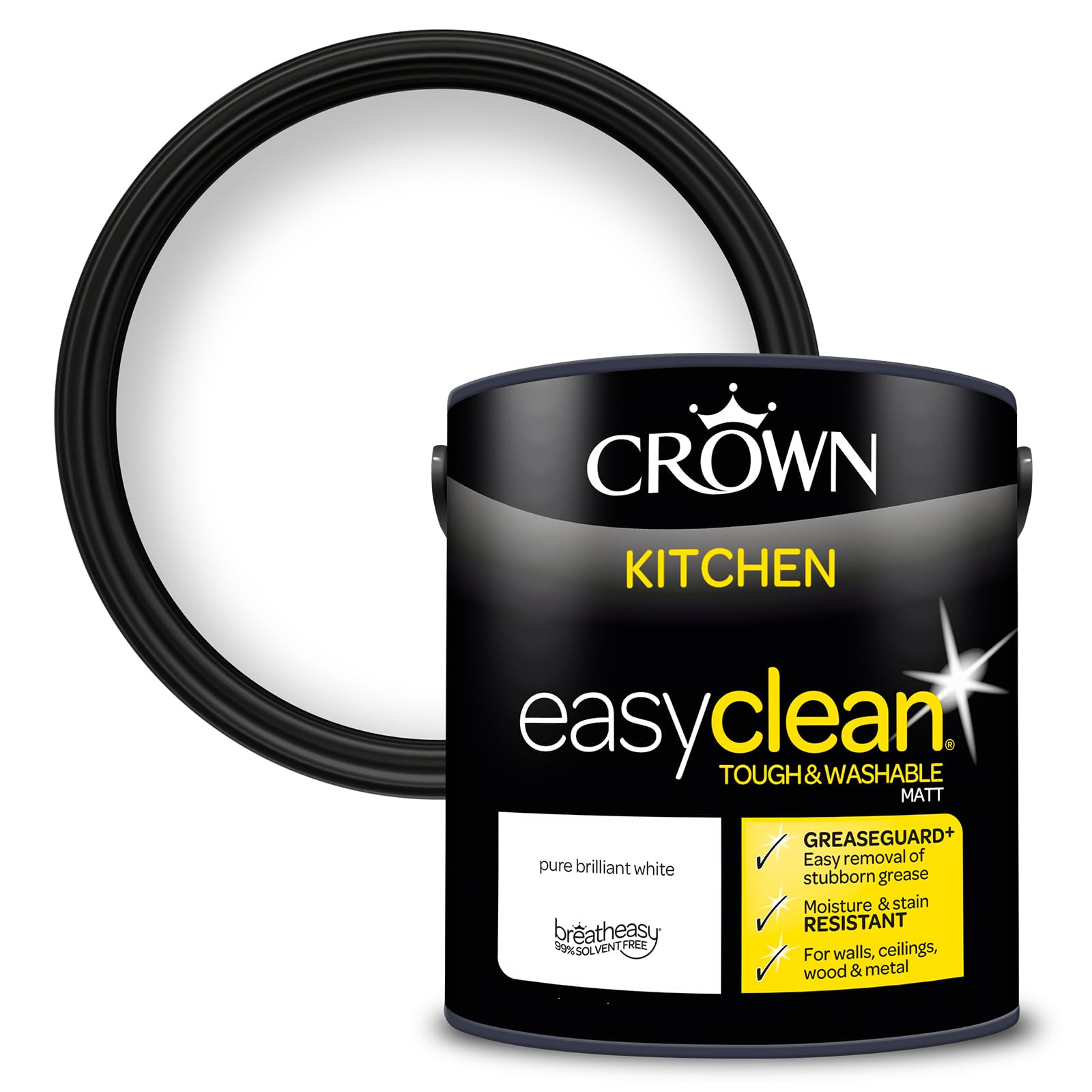 Crown Easyclean Kitchen Paint - Pure Brilliant White / 2.5l
