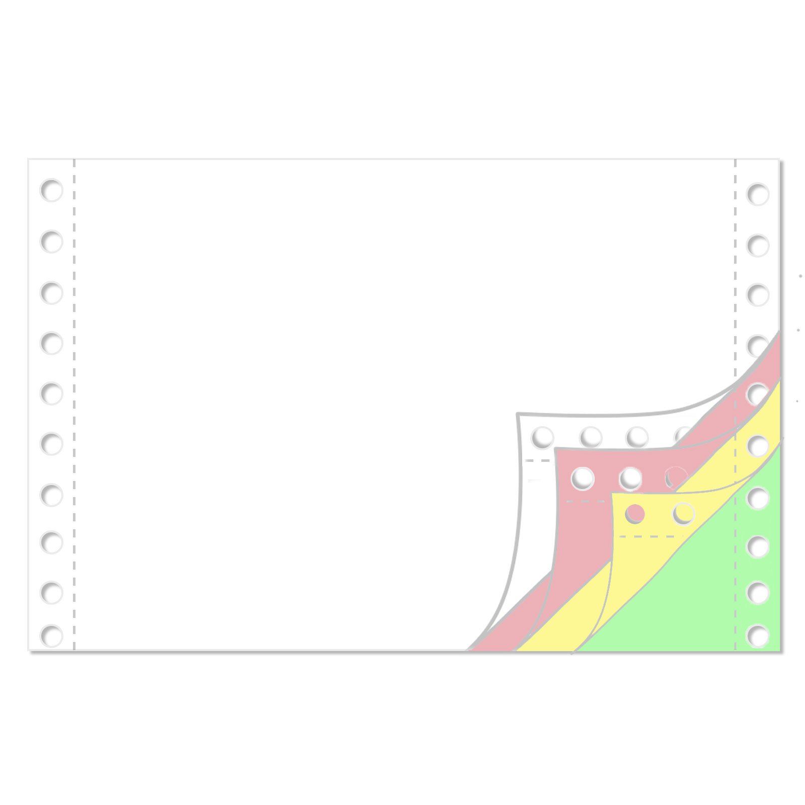 Endlospapier 6 Zoll x 240 mm (A5 quer 152,4 mm x 240 mm) 4-fach blanko farbig 60/53/53/57 g/qm 1000 Blatt
