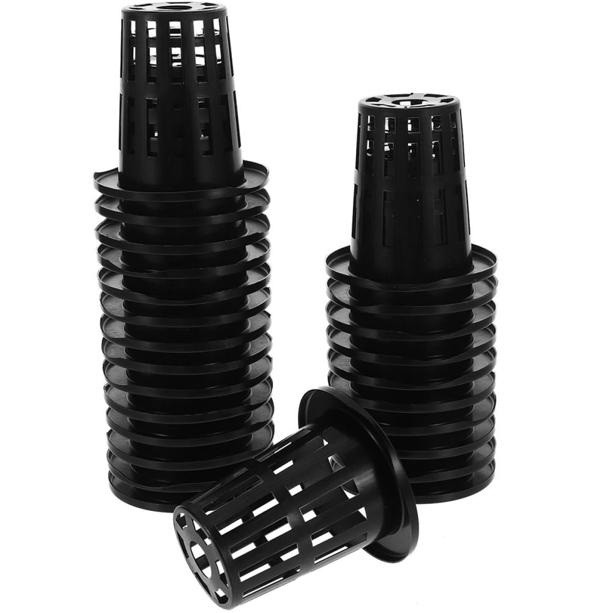 DOITOOL Pots en Filet pour Hydroponie 100 Pcs Paniers de Plantation en Plastique Noir 70 MM Godets de Culture pour Orchidées et Plantes Aquatiques Conteneurs Jardin Adaptés Culture
