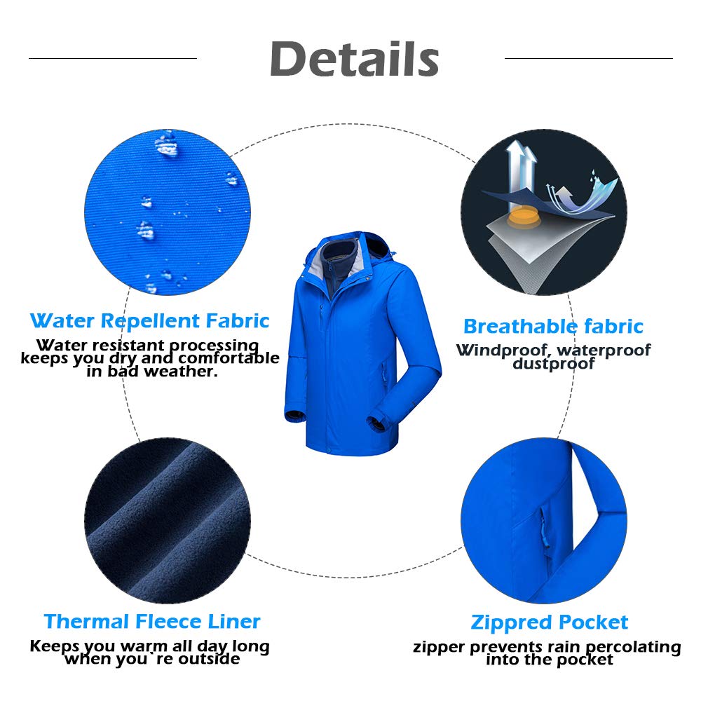 Chaqueta de Montaña Impermeable para Deportes Hombre con Capucha, Cortavientos Chubasqueros Rompevientos Jecket para Running Escalada Senderismo Ciclismo Camping