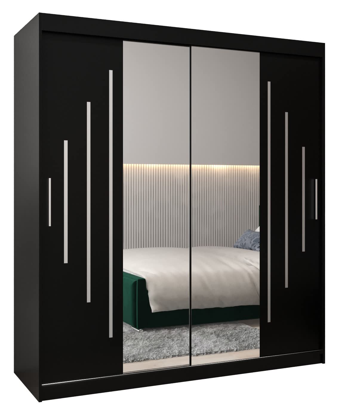 Armadio Ante Scorrevoli Armadio Scorrevole 3 Ante Con Specchio - Moderno 250x200x62 Cm Bianco