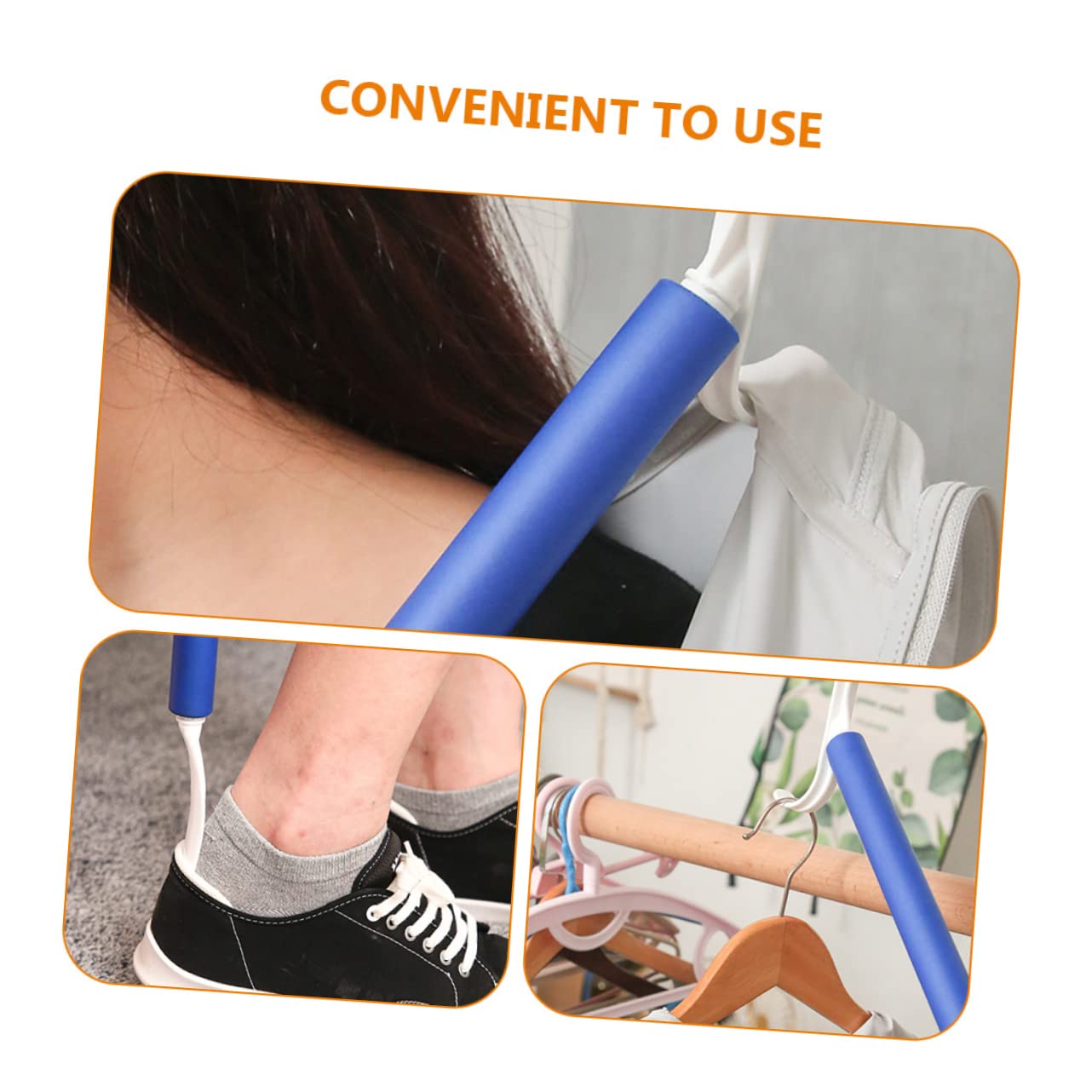 HOMOCONO 2pcs Elderly Dressing Aid Sock Aid Convenient Auxiliary Shoehorn Portable Shoehorn Zipper Puller Helper Sock Remover Handle Shoe Horn Smooth Surface Shoehorn Travel Shoe Horn Abs