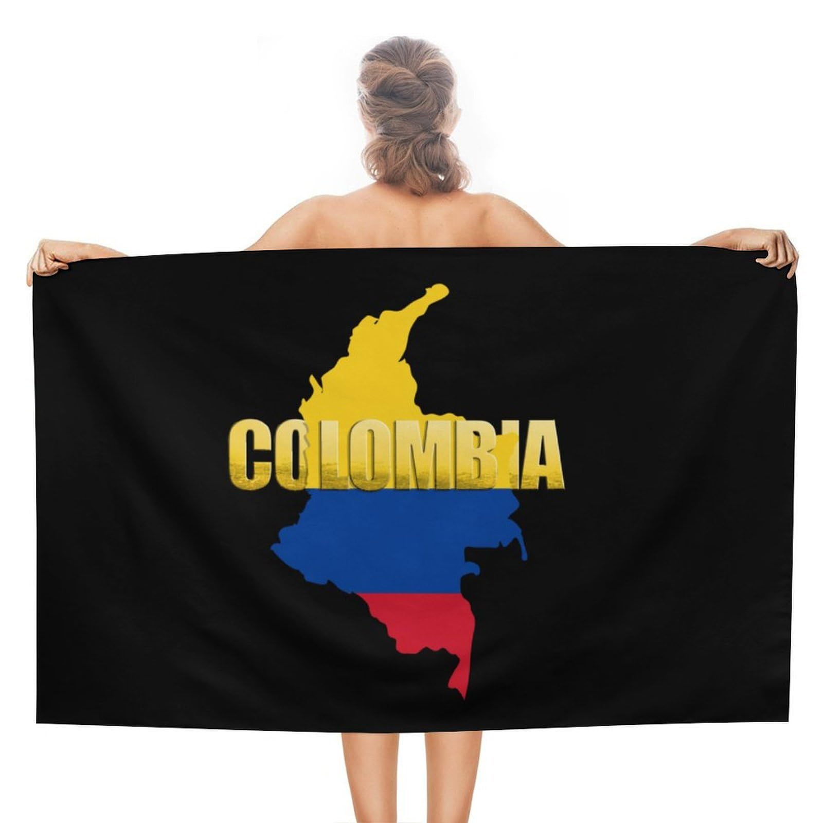 CGSBNGHA Colombia Flag Map Beach Towels Soft Bathroom Bath Pool Swim Towels for Women Men