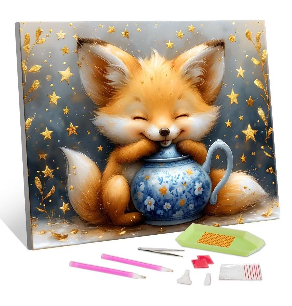 DIY Malarstwo diamentowe 5D, sztuka diamentowa, urocze lisy, zestawy dla dorosłych, sztuka ze strasu, haft, artykuły rzemieślnicze, dla dzieci i dorosłych, idealna dekoracja ścienna do domu, prezenty,