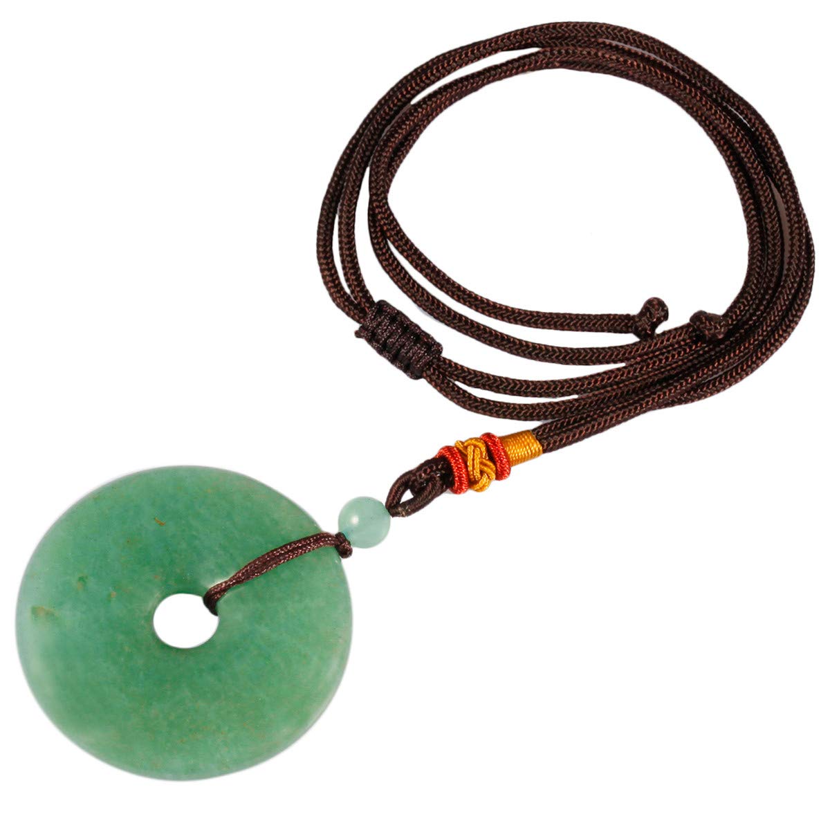 TUMBEELLUWA Healing Stone Pendant Crystal Necklace Chakra Quartz Cord Donut Shape Lucky Amulet Handmade Jewelry for Women Men