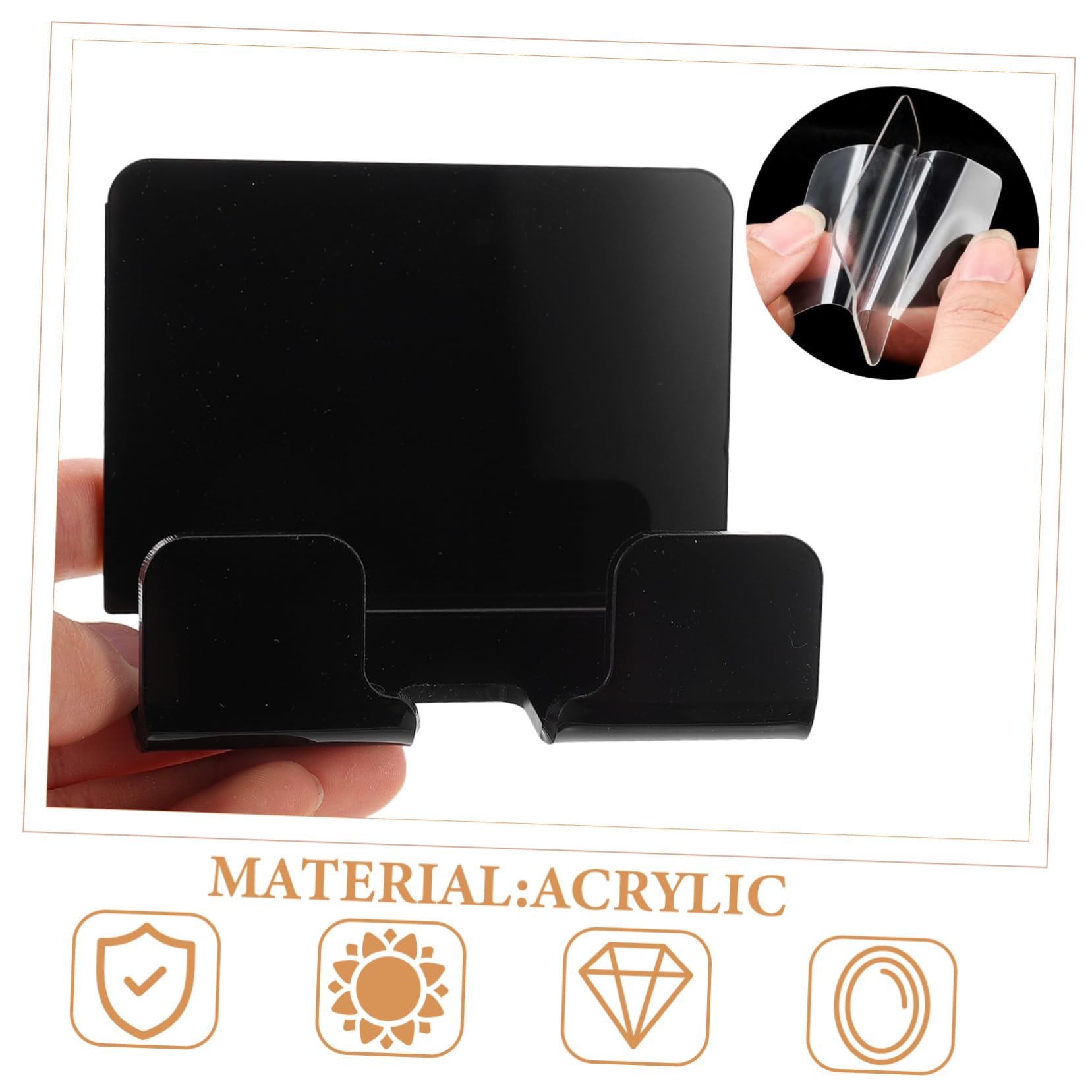 Mikinona 5 Piezas Soporte De Pared para Teléfono Móvil Estante para Tabletas De Montaje En Pared Soporte para Teléfono Autoadhesivo Soporte para Teléfono Inteligente Muro Acrílico Black
