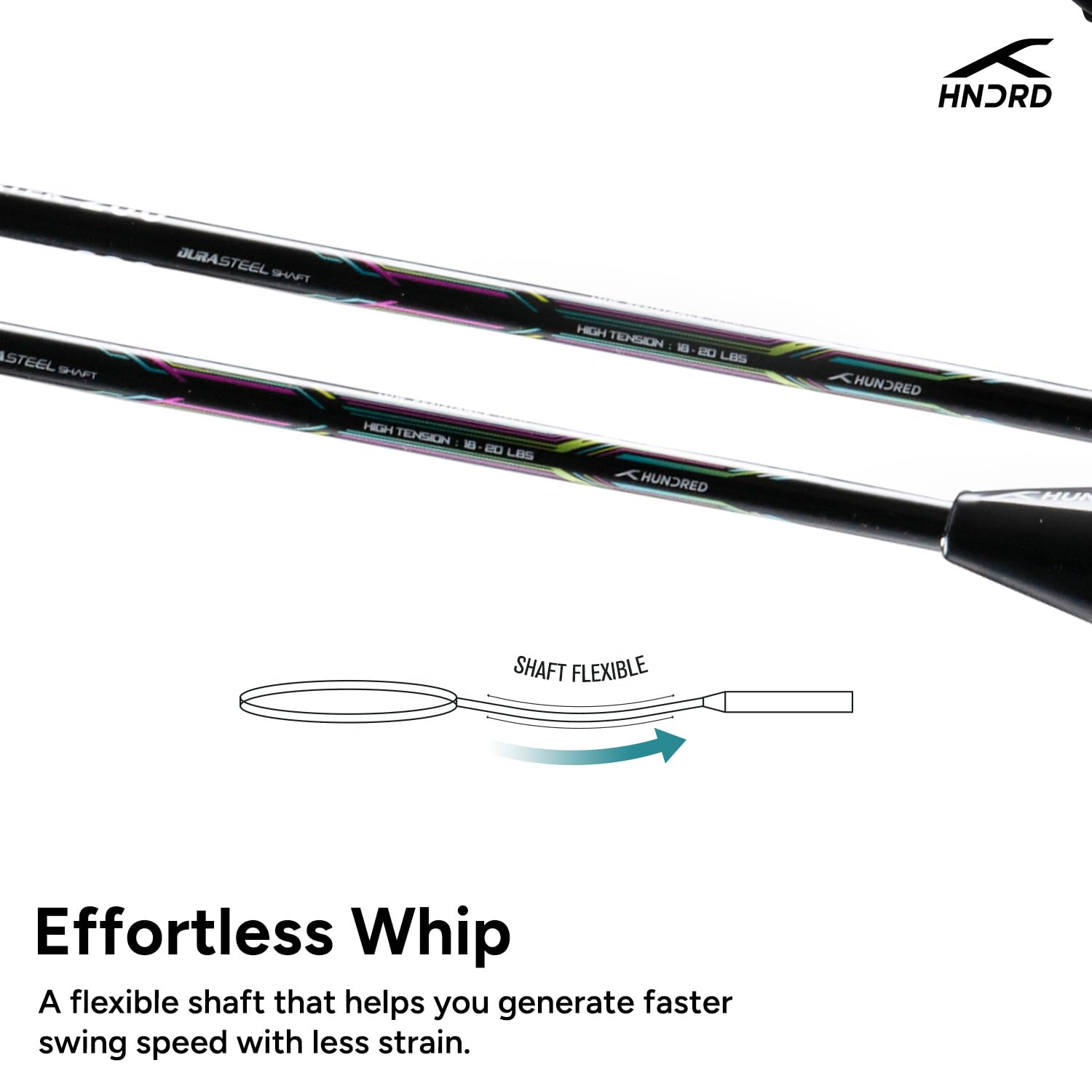 Raquette Badminton Hundred Powertek 200 PRO – Cadre Alu, Manche Graphite, 95g, 18-20 Lbs, Housse Incluse