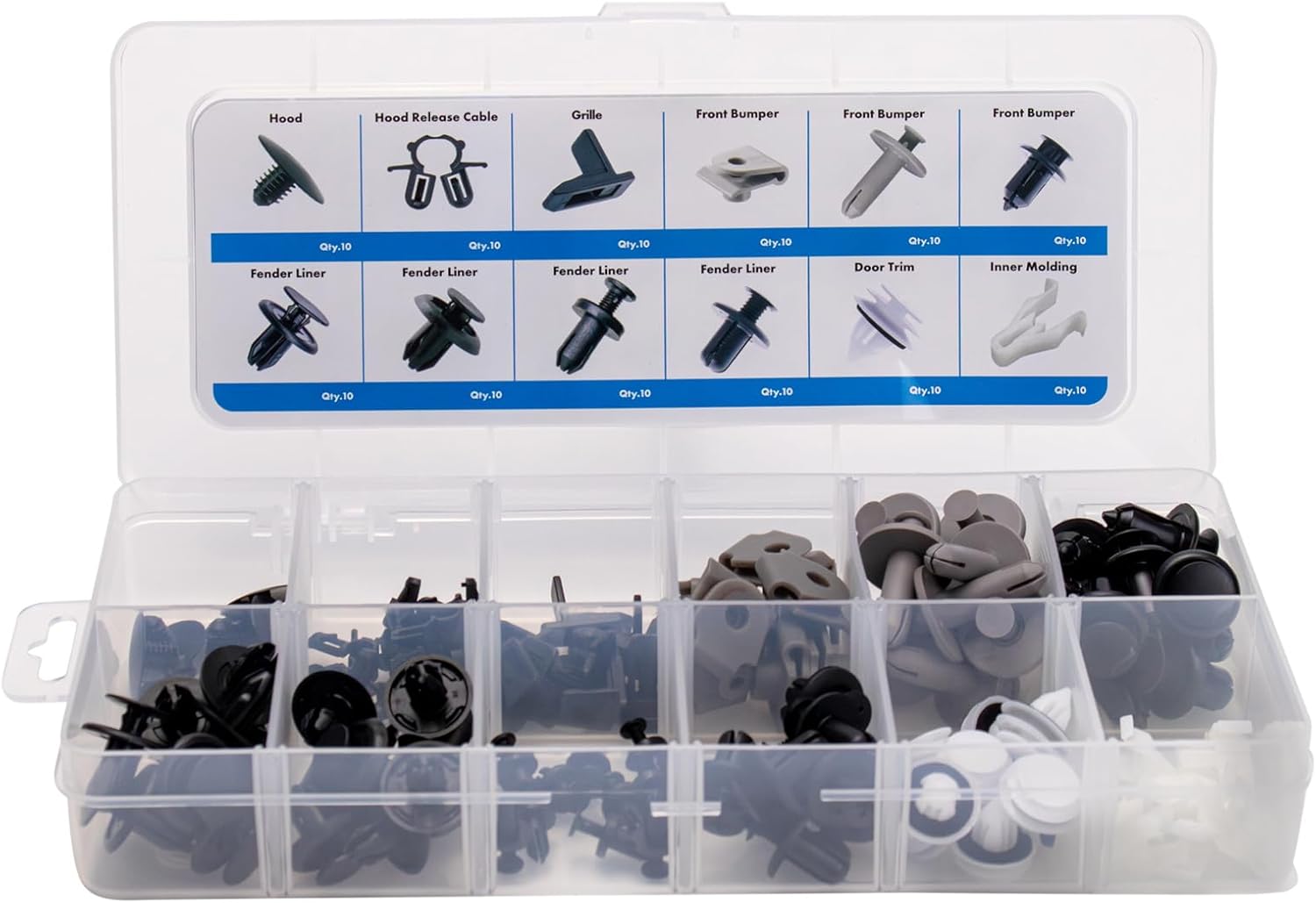 TRQ 120 Piece Kit Hood Trim Clip, Retainer, Fastener Compatible with 2017-2023 Mazda CX-5