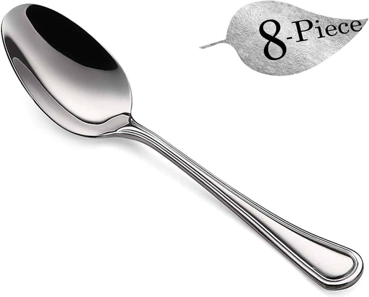 Dinner Spoons Set of 8, Stainless Steel Heavy 8.1-inch Flatware Silverware Cutlery Utensils 8-Piece Soup Table Spoons, Dishwasher Safe