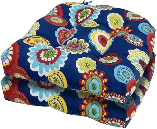 Miniatura 7 de Magpie Fabrics Juego de 2 cojines para asiento de exteriores e interiores con lazos, 19 x 19 pulgadas, impermeables, para silla de patio, tatami
