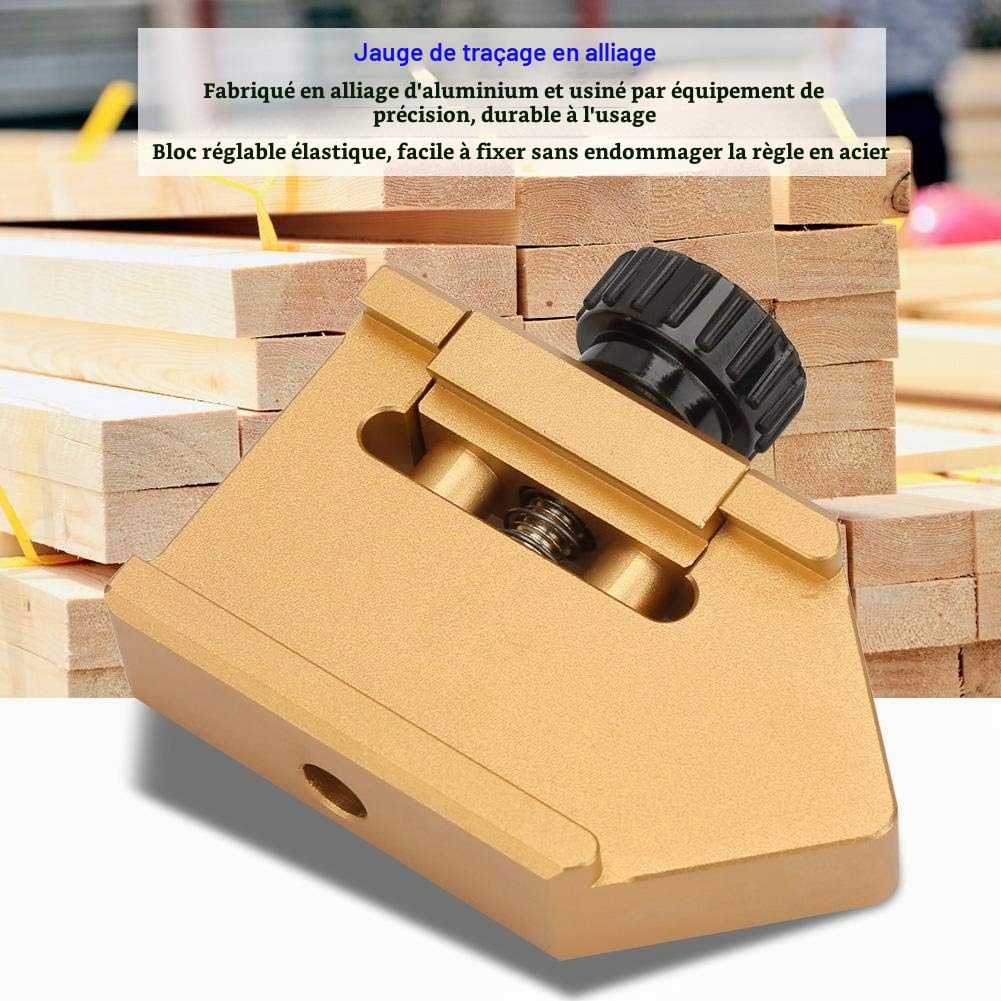 Trusquin De Menuisier, Alliage d'Aluminium Bloc De Positionnement De Règle Bloc Travail Du Bois Ligne Installation Facile pour le Bois