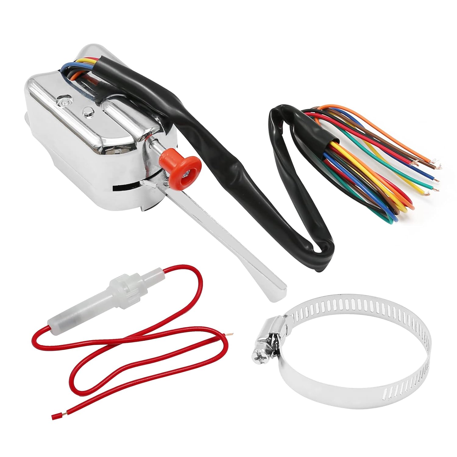 12V Turn Signal Switch with Clamp, Hot Rod Chrome Turn Signal Switch, Replacement for GM Ford Buick Car Truck Street Rod Dune Buggy Sand Rail Universal, Replaces P021-TS-HL101
