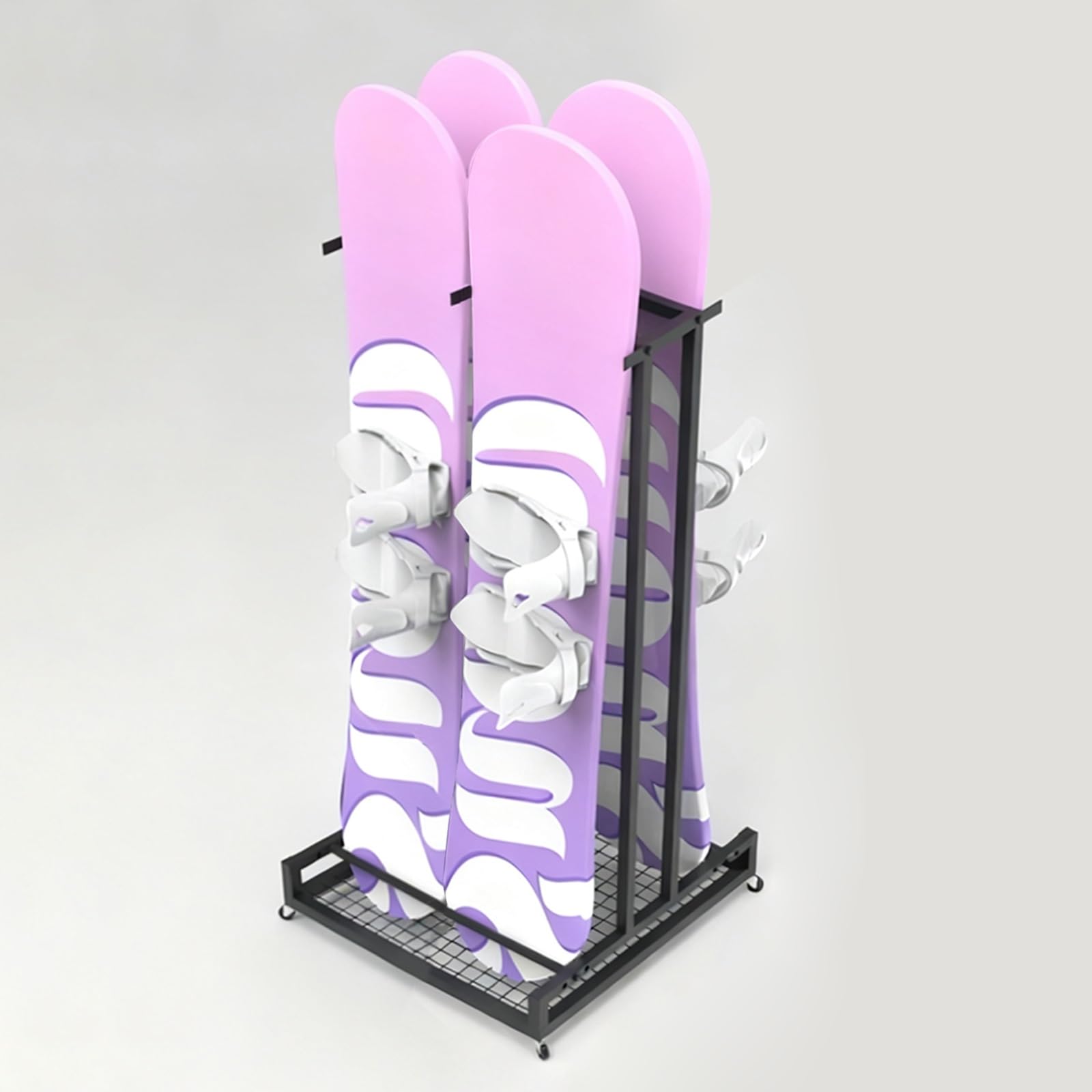 Supporto da Pavimento Nero per Sci/Snowboard, Espositore da Sci per Garage Domestico, Organizer per Skateboard, Portaoggetti per Attrezzatura da Neve