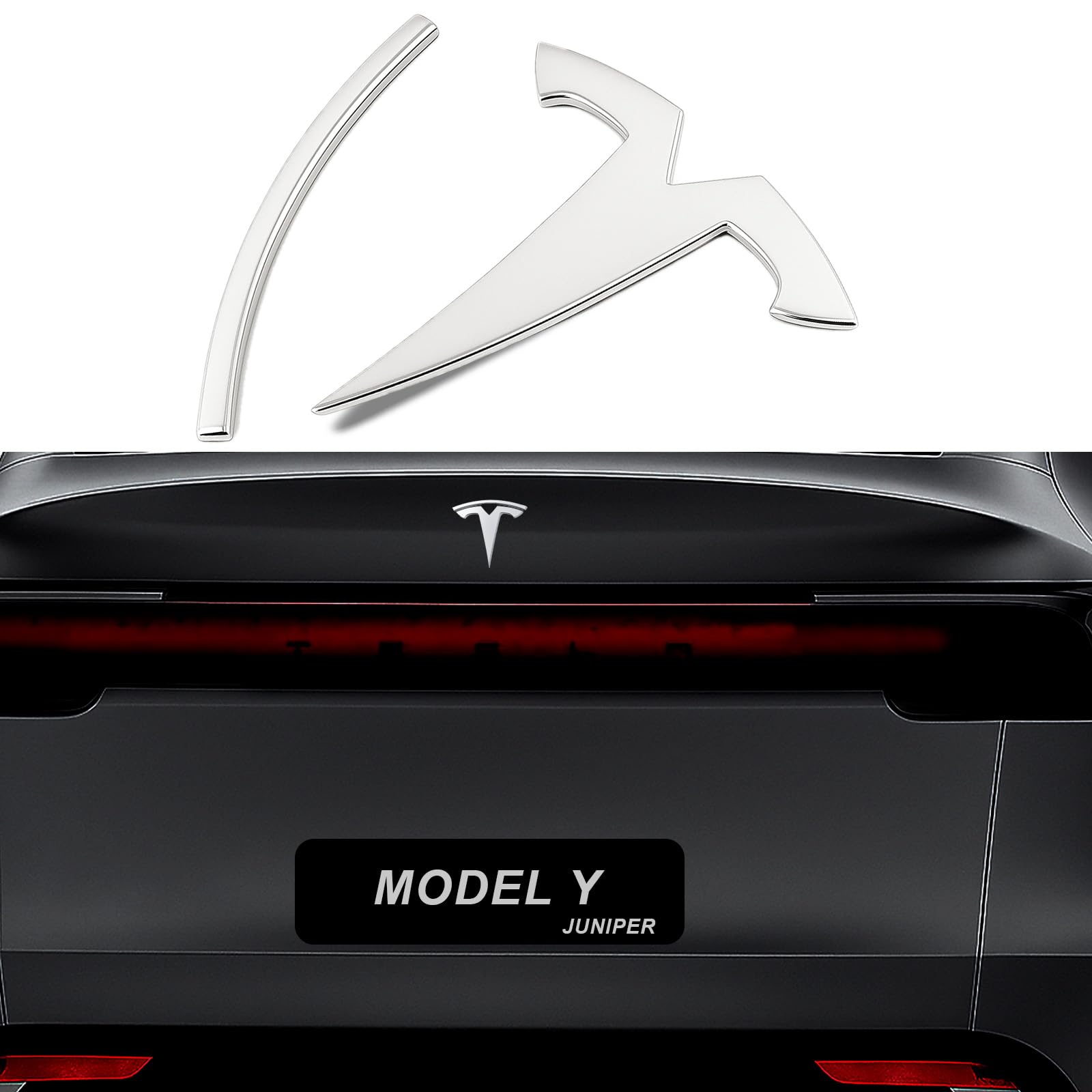 Metall-Emblem, Ersatz für Tesla-Modell Y Juniper 2026+, Logo-Abzeichen, verblasst, wetterfest, einfache Installation, mehrere Farben für Tesla Y Juniper Zubehör 2026 (Heckmodell Y Juniper ab 2025