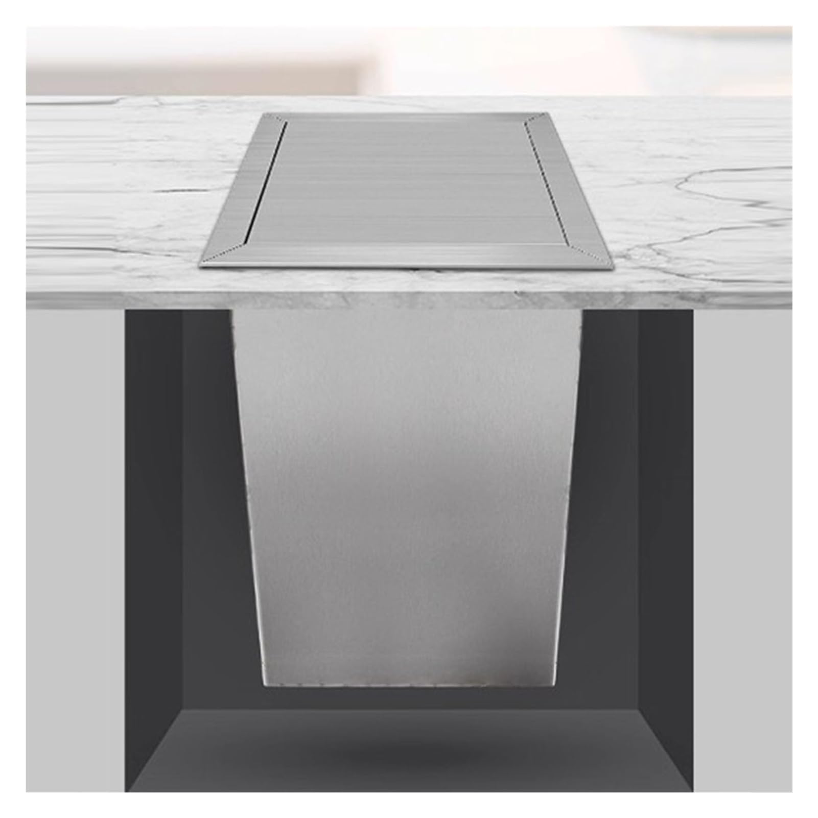 DFGHNBVC Stainless Steel Builtin Trash Can160Mm Kitchen Cabinet Trash Bin With Lid Dropin Garbage Chute For Home Office Restaurant And Hotel,Silver-220Mm