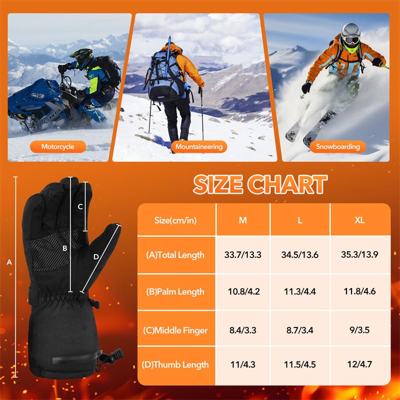 Guanti Riscaldabili Uomo/Donna Con Batteria - 3 Livelli Temperatura Fino A 45°C | Touchscreen E Impermeabili - Foto 8