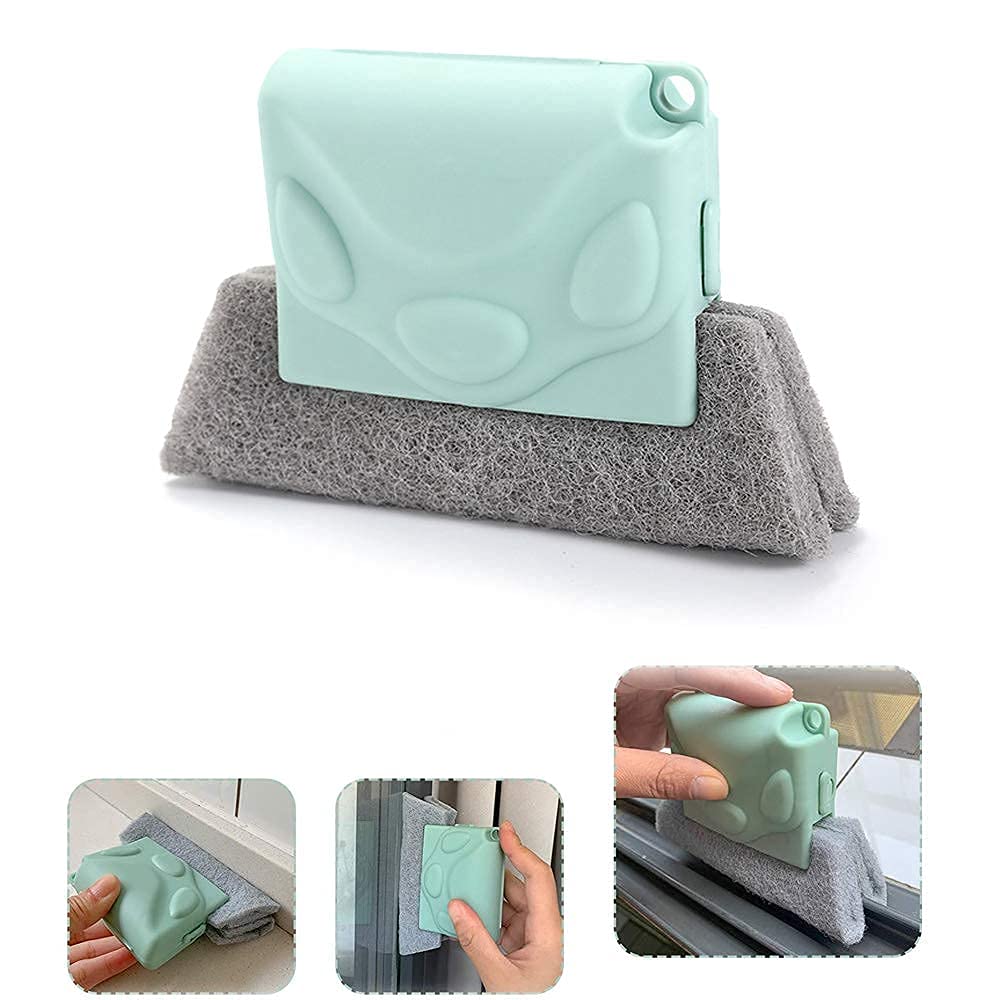 Creations Window Groove Cleaning Brush - Small Handheld Crevice Cleaner Tool with Scrubbing Pads - Ideal for Sliding Doors, Air Vents, Shutters, Slots - Remove Dust, Dirt, Grime, Grease