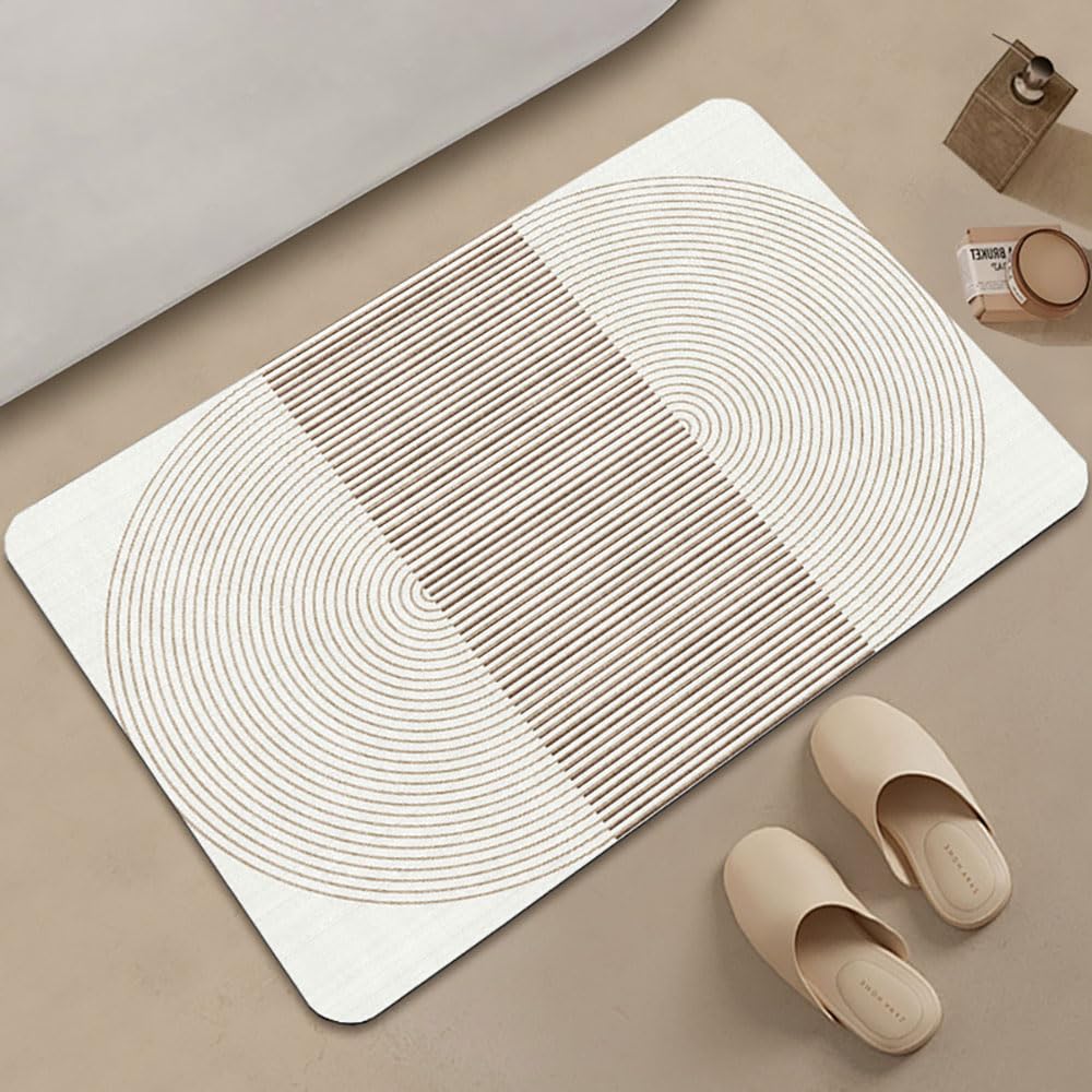 Alfombra de Diatomita Baño, Moderno Estilo Alfombrilla de Baño Antideslizantes, Lavables Súper Absorbente Alfombra para Bañera, Ducha (Beige 10,50x80cm)