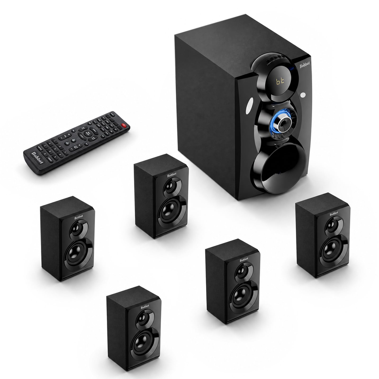 Bobtot Wireless Surround Sound System Home Theater System, 1000W Surround Speakers 8 Subwoofer 5.1/2.1 Channel Deep Bass with ARC Optical Bluetooth Karaoke Input