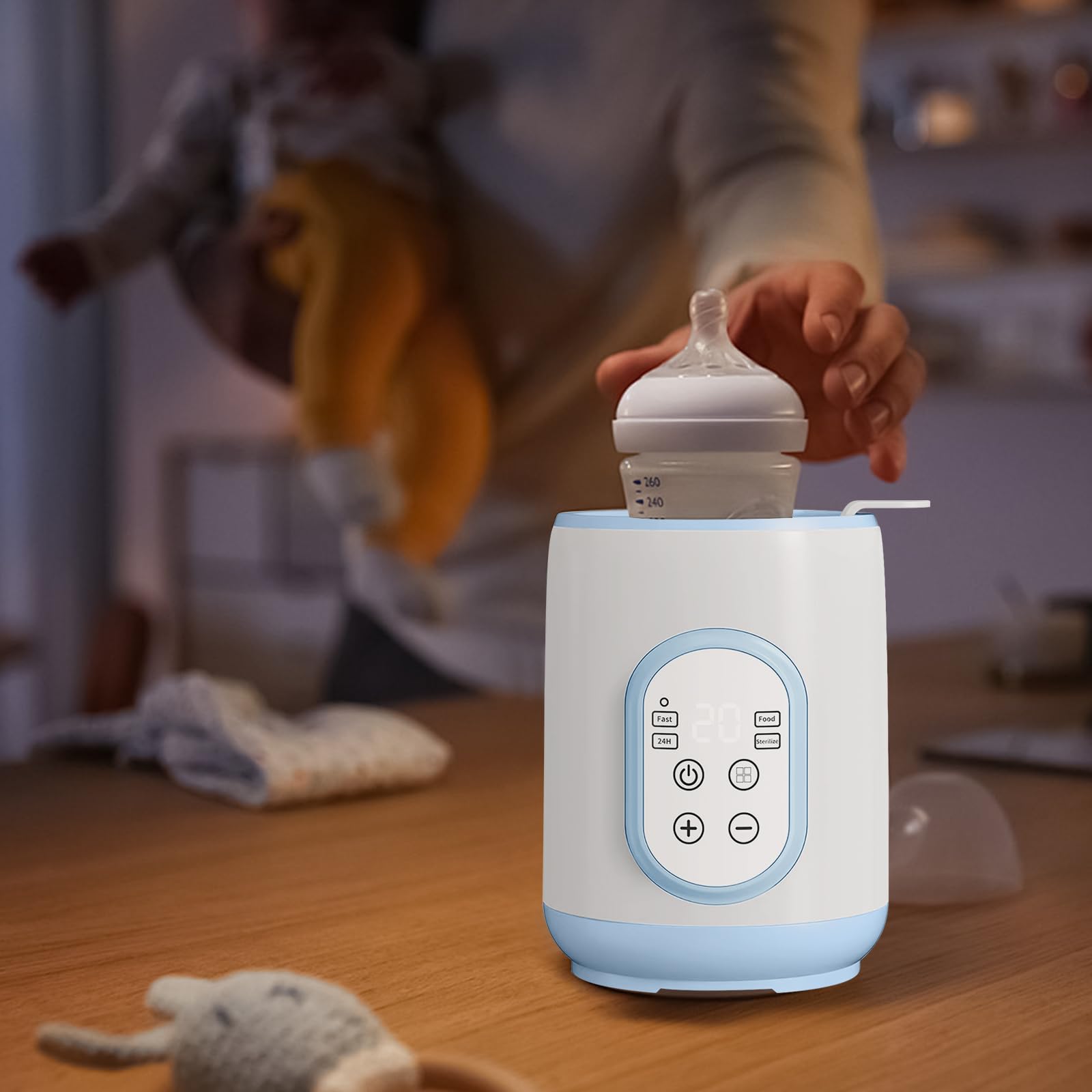 Scaldabiberon, Rapido Scaldalatte Bambini per Latte Materno o Formula, 8 in 1 Sterilizzatore per Biberon, Scongelamento Rapido Intelligente, Mantenimento in Caldo, Sterilizzazione, Facile da Usare