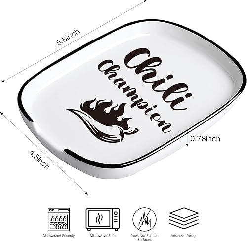 Miniatura 2 de Remifala Soporte de cuchara de cerámica para encimera superior de la estufa de cocina, divertido soporte para cuchara de campeón de chile resistente