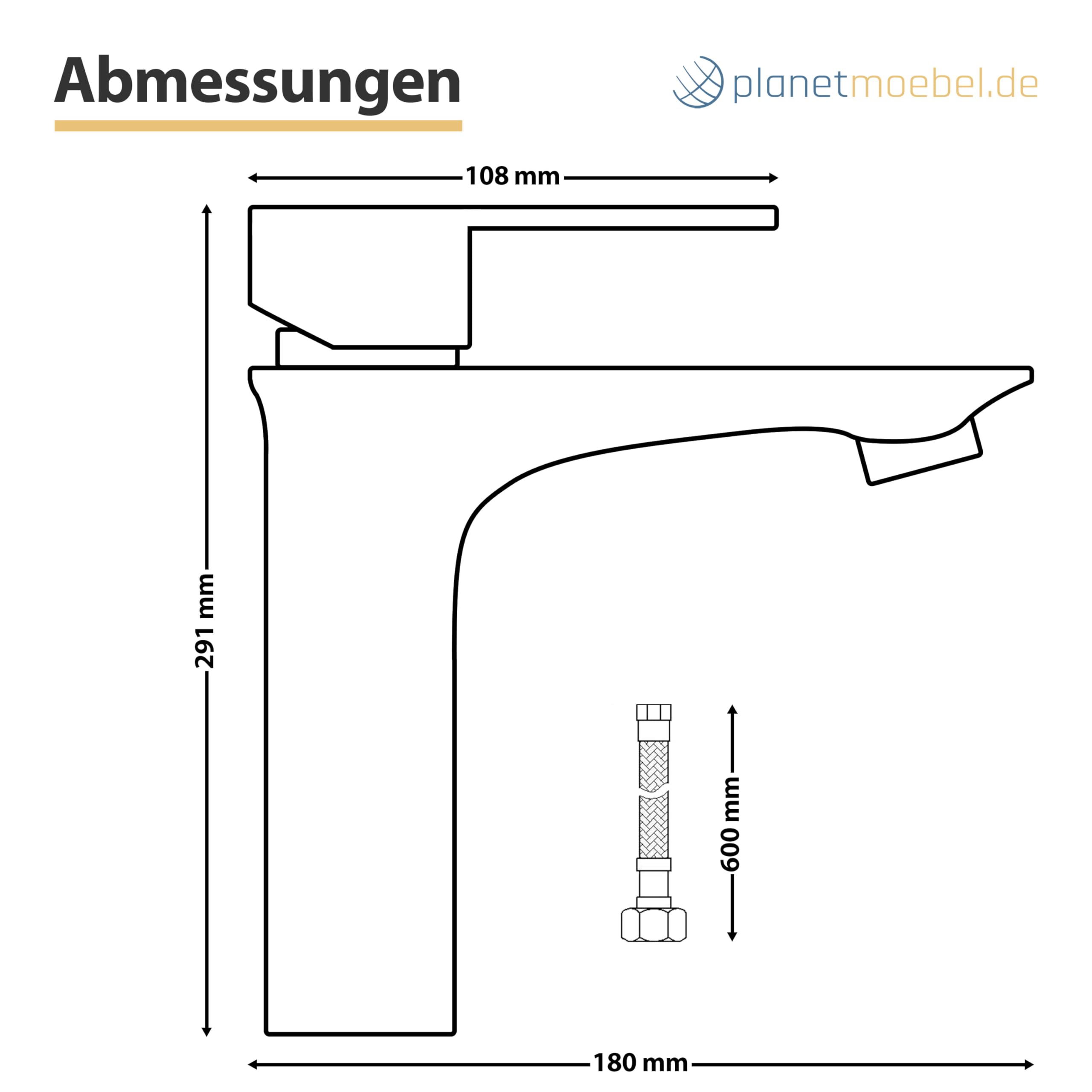 Planetmöbel Grifo mezclador de baño con cartucho de cerámica, grifo monomando para lavabo, altura 29 cm, cromo