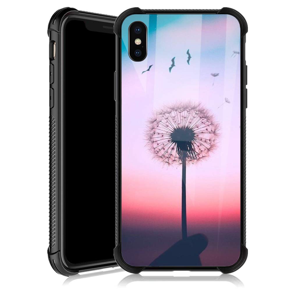 Case Compatible with iPhone Xs,Sunset Dandelion Bird Cases Compatible with iPhone X for Girls,Reinforced Corners Soft TPU Bumper Shockproof Case for X/Xs 5.8 inch