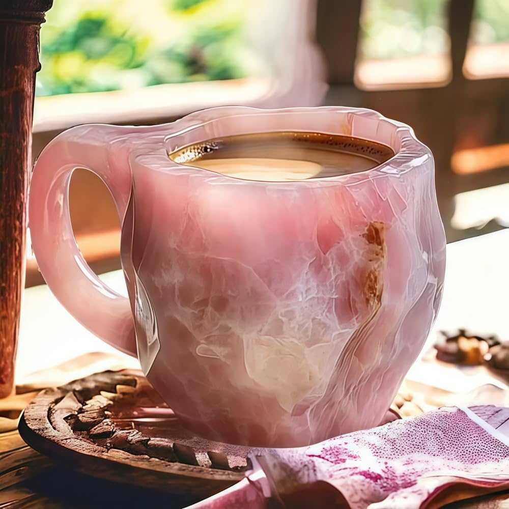 Photo 1 of [Handle Broken] XIGUI Mineral Crystal Coffee Mugs,11 oz Natural Mineral Coffee Mug, Crystal Mugs for Coffee With Handle (purple)