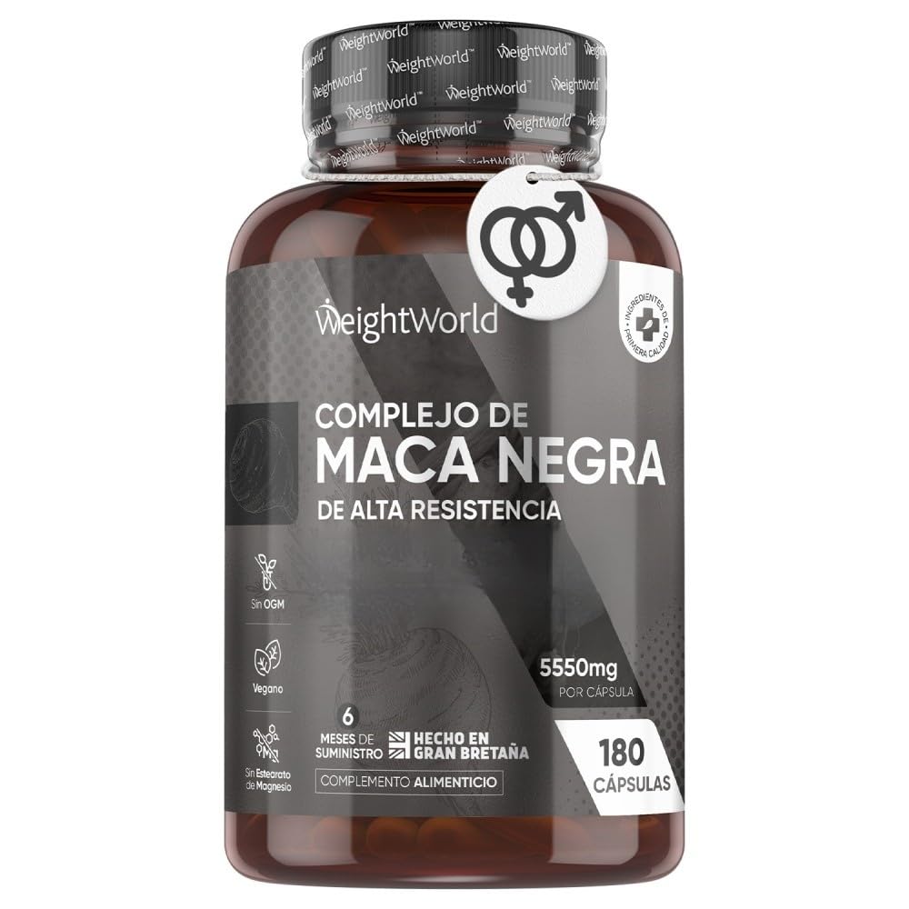 Maca Root Capsules 5550mg - 180 Capsules - 6 Months Supply - Black & Yellow Maca with L-Arginine & Panax Ginseng - Zinc Contributes to Normal Fertility & Reproduction (EFSA) - for Men & Women