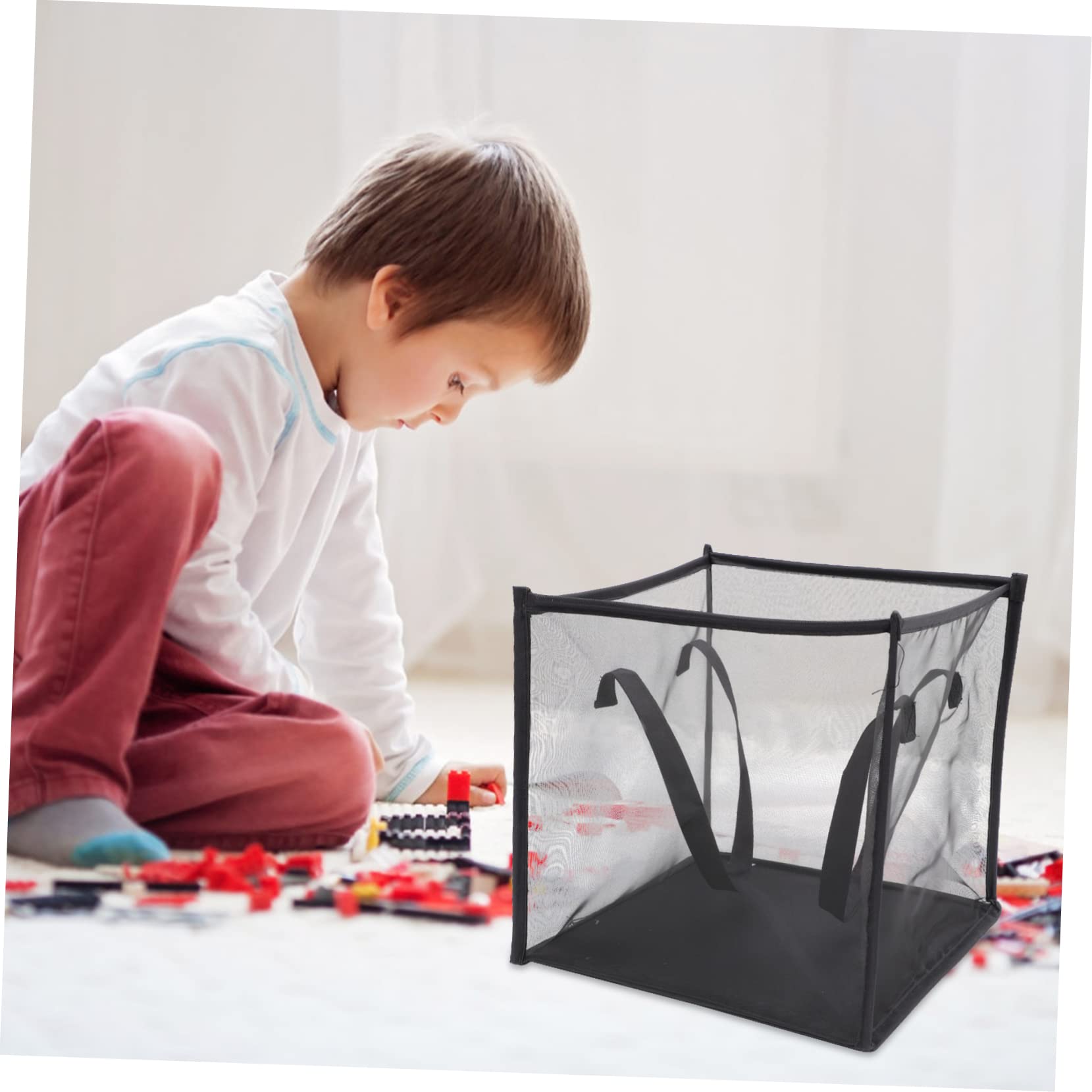 Cabilock Laundry Boys and Girls Basket Mesh Laundry Hamper Bag Portable Folding Hamper for Toys Sports Dorms