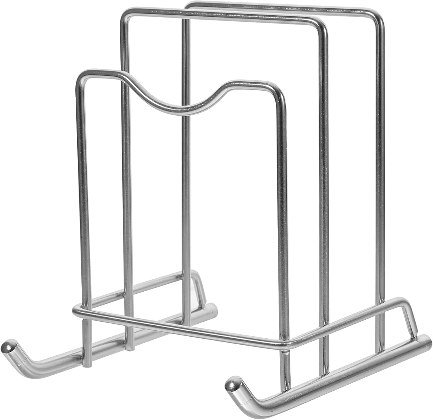 Pot Lid Holder and Cutting Board Rack, Space-saving Kitchen Organizer with Draining Shelf, Sturdy Plastic Storage Stand for Cabinet and Countertop Use