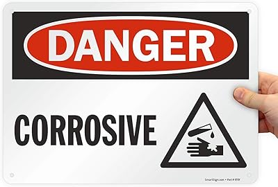 SmartSign 10 x 14 inch “Danger - Corrosive†OSHA Metal Sign with Symbol, 40 mil Laminated Rustproof Aluminum, Red, Black and White
