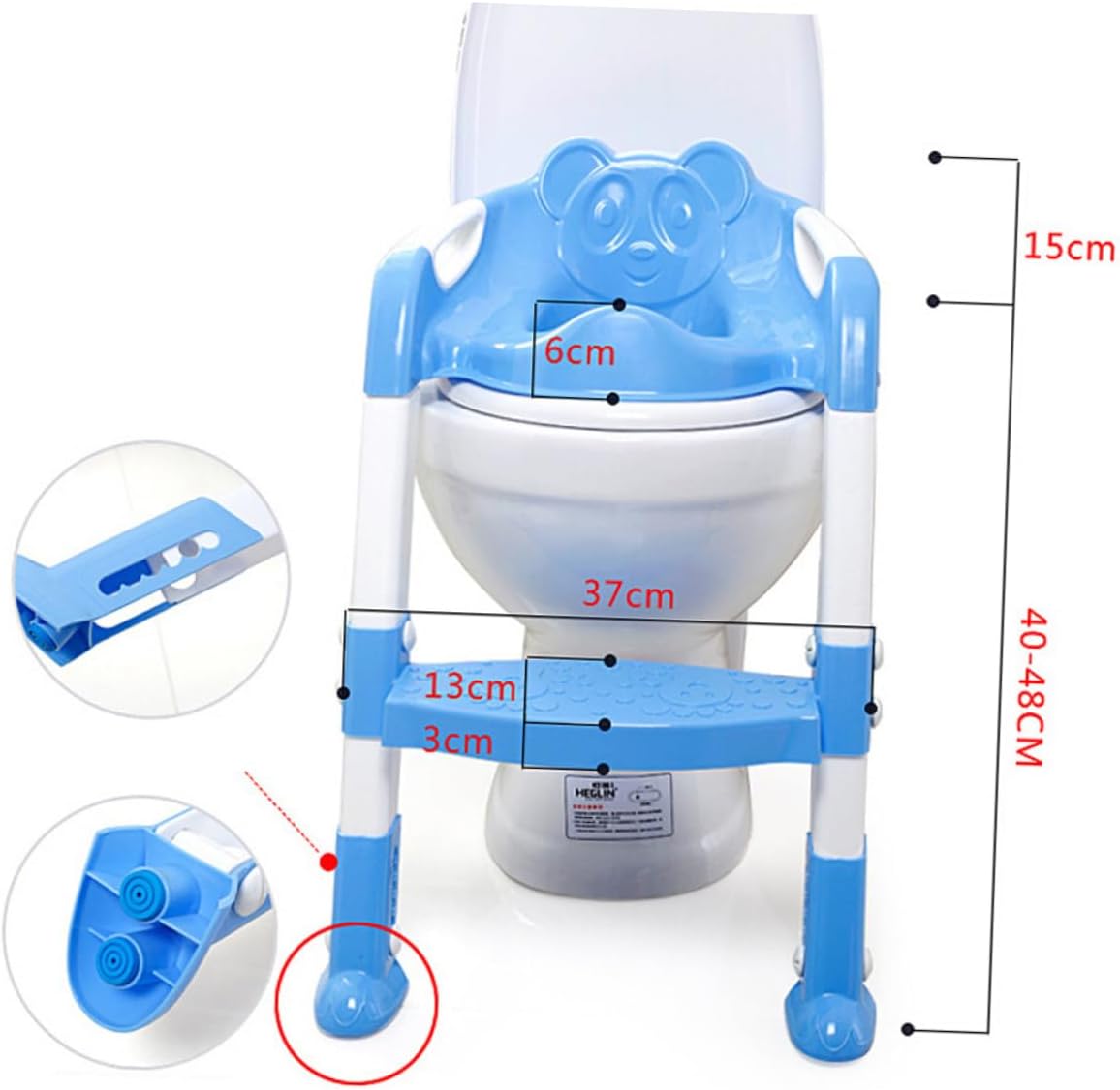 Potty Training Toilet Seat Step Ladder Design for Easy Storage Non Slip Base Height for Boys and Blue